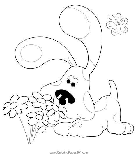 Baby Blues Clues Smelling Flower Coloring Page For Kids Free Blues