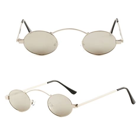 Skinny Oval Sunglasses Women 90s Vintage Small Cat Eye Sun Glassses