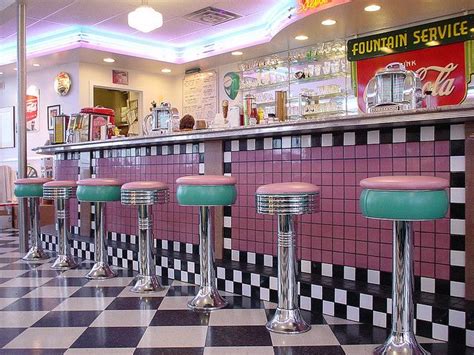 Pink And Green Row Vintage Diner Diner Decor Retro Diner