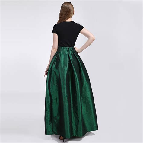 Emerald Green A Line Ruffle Midi Pleated Skirt Women Plus Size Pleated