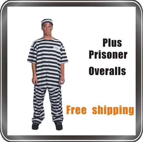 Adult Mens Prisoner Convict Jailbird Fancy Dress Party Halloween