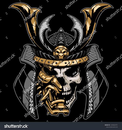 Samurai Skull Illustration Stock Vector Royalty Free 1259424751