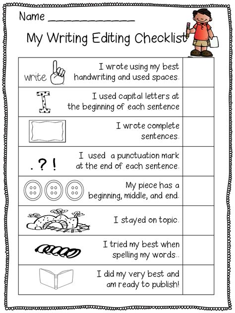 Peer Editing Checklist From First Grade Wow First Grade Writing