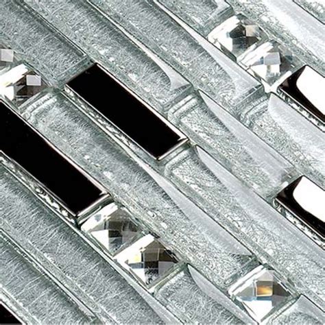 Silver Coated Glass Tile Clear Crystal Backsplash Kitchen And Bathroom