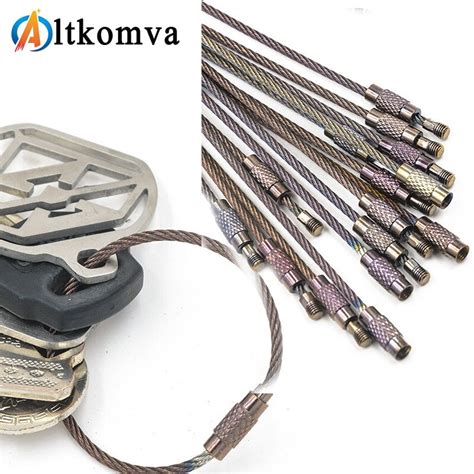 Altkomva 10pcs 10cm 20cm Keychain Tag Rope Stainless Steel Edc Wire