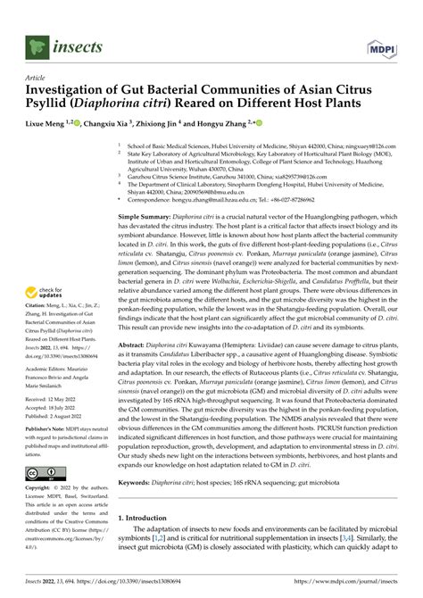 Pdf Investigation Of Gut Bacterial Communities Of Asian Citrus