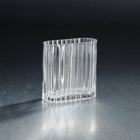 5 5 Clear Crystal Vertically Ribbed Oval Glass Vase