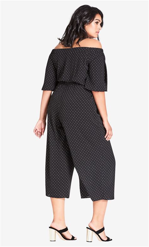 City Chic Synthetic Spotty Jumpsuit In Black Lyst