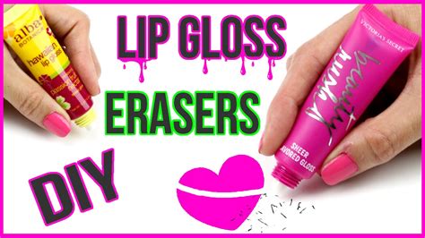 Diy Crafts Diy Lip Gloss Erasers Easy No Clay Eraser Diys Youtube