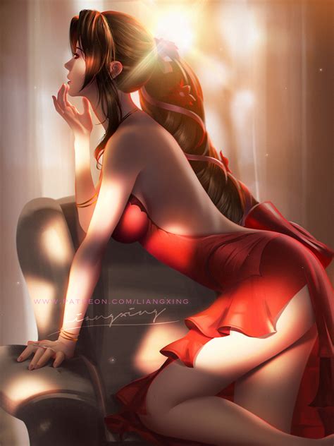 Rule 34 1girls Aerith Gainsborough Ass Breasts Brown Hair Cleavage Dress Female Female Only
