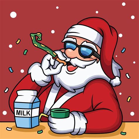 Cute Santa Claus Celebrating Christmas Cartoon Christmas Greeting Card