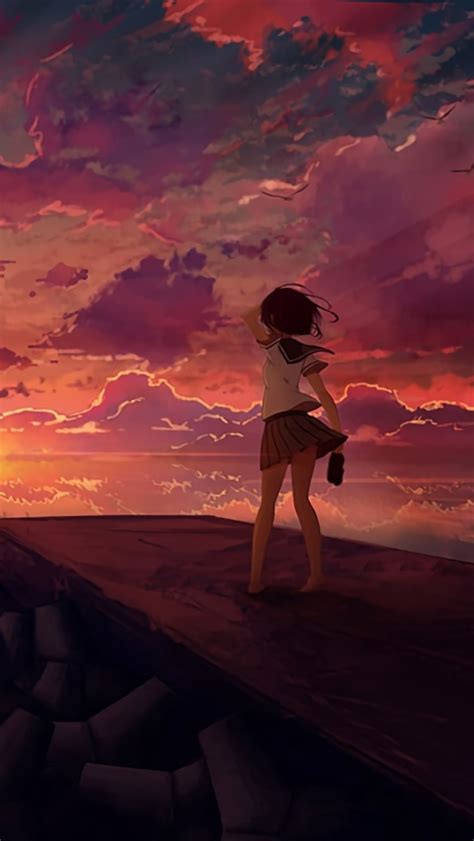 640x1136 Resolution Anime Girl Looking At Sky Iphone 55c5sse Ipod