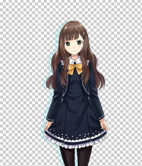Brown Hair School Uniform Black Hair Png Clipart Anime Black Black
