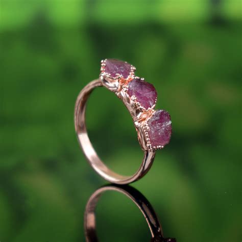 Raw Ruby Ring Red Ruby Ring Electroformed Copper Ring Etsy