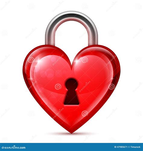 Red Heart Lock Stock Vector Illustration Of Valentine 47985671