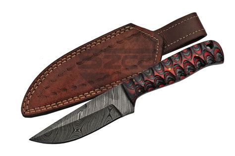 Fixed Blade Hunting Knife Damascus Steel 8 Overall Black