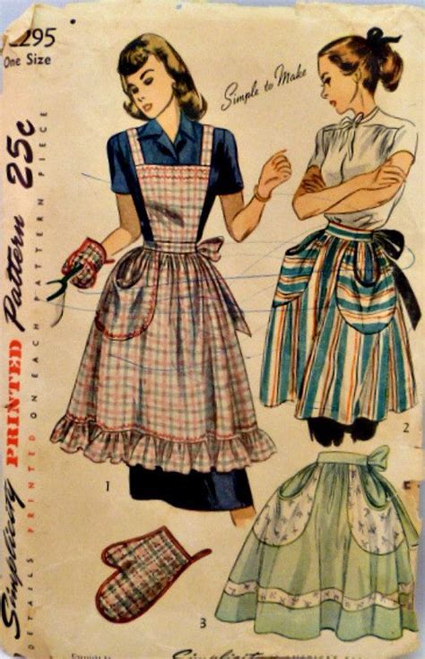 Vintage 1940s Bib Or Half Aprons Sewing Pattern Simple To Etsy
