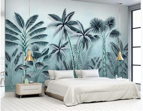 Tropical Rainforest Plants Jungle Wall Mural Wallpaper Wall Etsy
