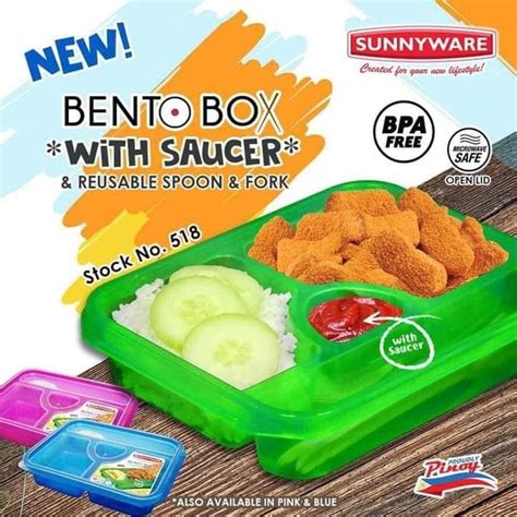 sunnyware complete set bento box with spoon and pork and saucer shopee philippines