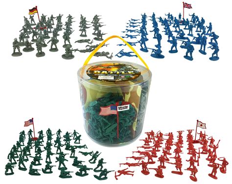 Action Figures 200 Pieces Army Men Toy Soldiers World War 2 Bucket