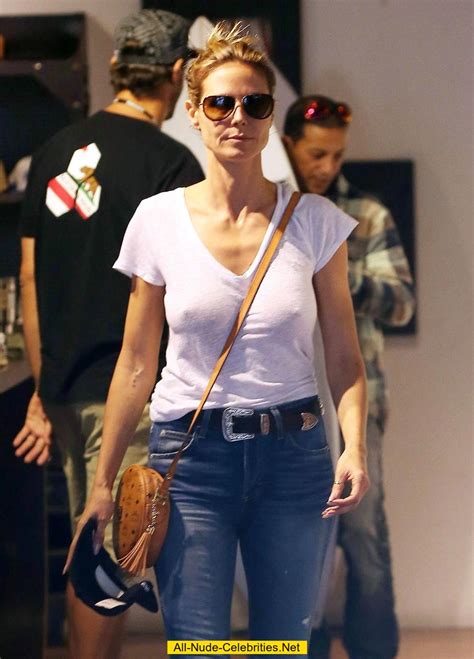 Heidi Klum Shopping Braless Under White T Shirt