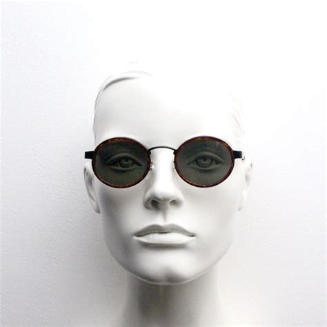 90s vintage oval sunglasses nos black metal frame encasing etsy uk
