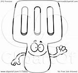 Spatula Waving Mascot Cartoon Coloring Clipart Outlined Vector Thoman Cory Regarding Notes Clipartof sketch template