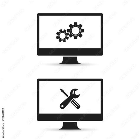 Pc Repair Icon Computer Repairing Logo Set Technical Support