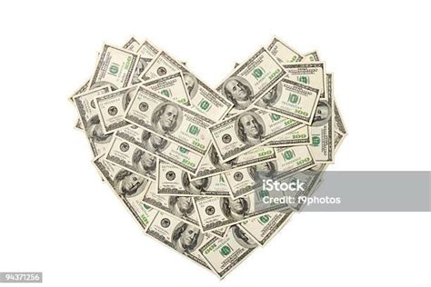 Heart Made Of Hundred Dollar Banknotes Isolated Stock Photo Download