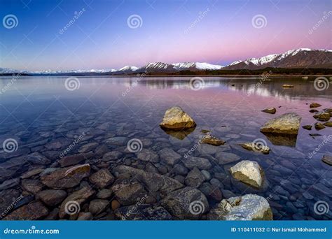 Alba Nel Lago Tekapo Isola Del Sud Nuova Zelanda Fotografia Stock