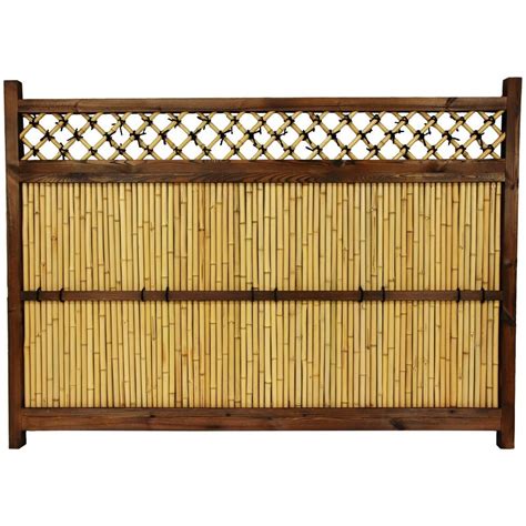 Extra Wide Japanese Bamboo Garden Fence Dark Walnut Frame Surrounding