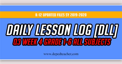 Daily Lesson Log Dll Q Week Grade All Subjects Deped Teacher Riset