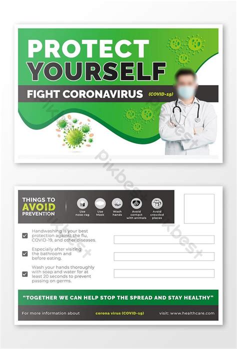 Protect Yourself Against Covid 19 Postcard Template Design Eps Free