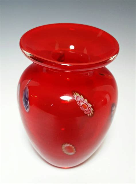 Vintage Murano Italian Art Glass Vase Cased Cherry Red Etsy