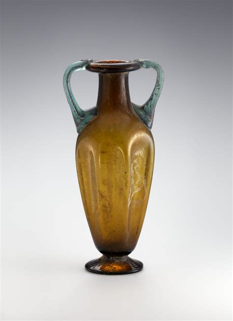 Roman Two Handled Vase 4th Century Ad Transparent Glass Amber And