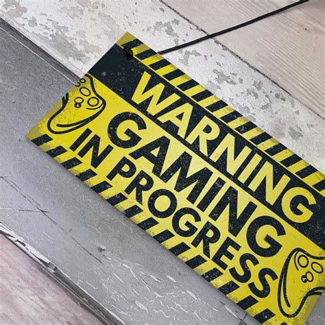 Warning Gaming Door Sign Gamer Ts Gamer Accessories Decor