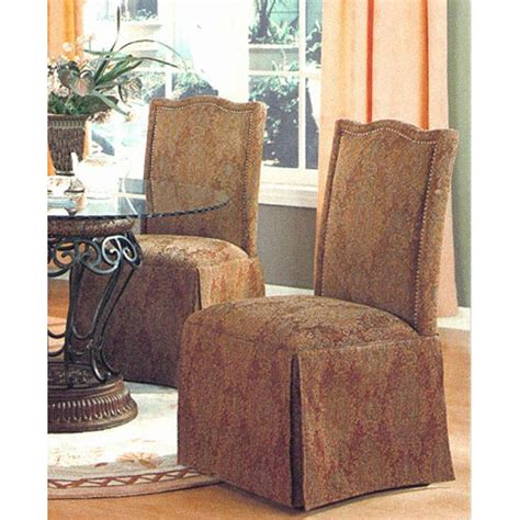 Honey oak finish on mahogany chair upholstered in cotton burlap weave. Slauson Upholstered Parson s Chair with Nail Head Trim Set ...