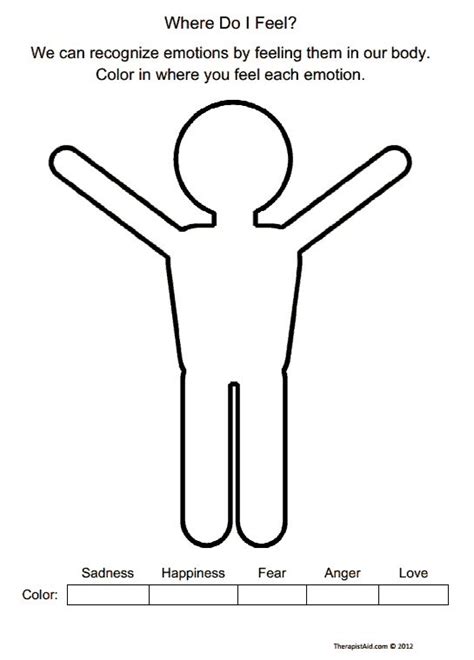 Understanding feelings and emotions for kids is an important social skill for preschoolers and toddlers. Where Do I Feel? (Worksheet) | Therapist Aid | Therapy ...