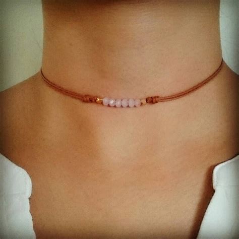 Pink Crystal Choker Pink Choker Necklace Boho Choker Etsy