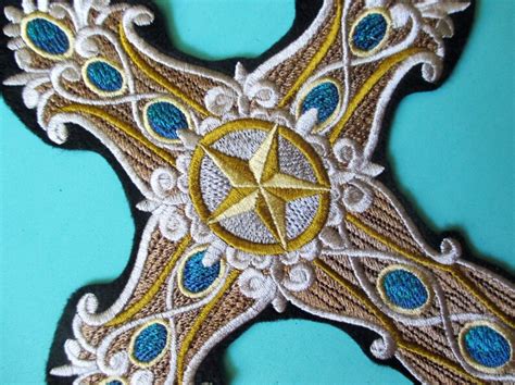 Extra Large Embroidered Western Cross Applique Patch Etsy