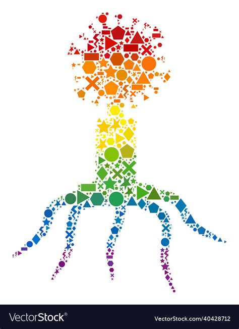 Rainbow Geometric Viral Agent Collage Royalty Free Vector