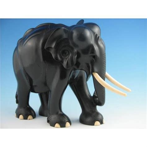 Large Carved Elephant W Pre Ban Ivory Tusks