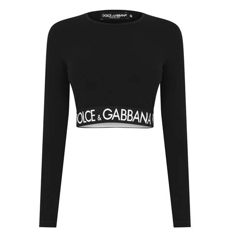 Dolce And Gabbana Long Sleeve Tape Crop T Shirt Women Long Sleeve