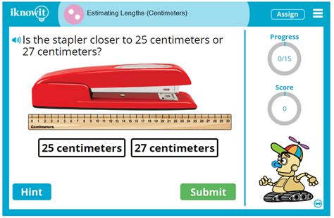 Interactive Math Lesson Estimating Lengths Centimeters