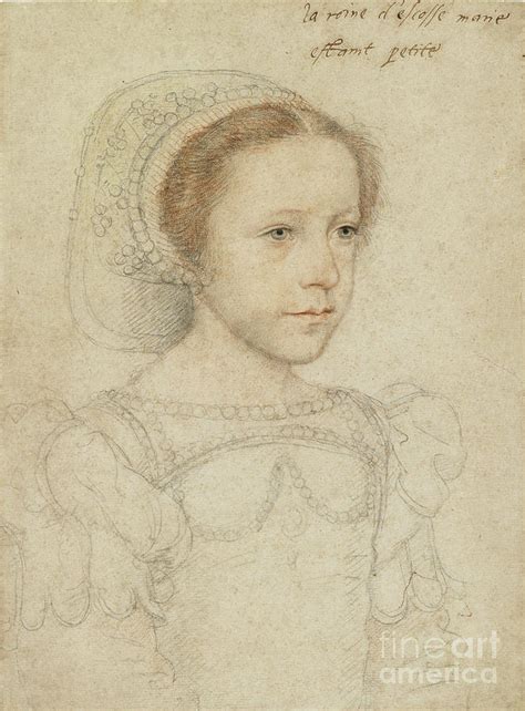 Portrait Of Mary Queen Of Scots C1549 Black And Red Chalk Painting