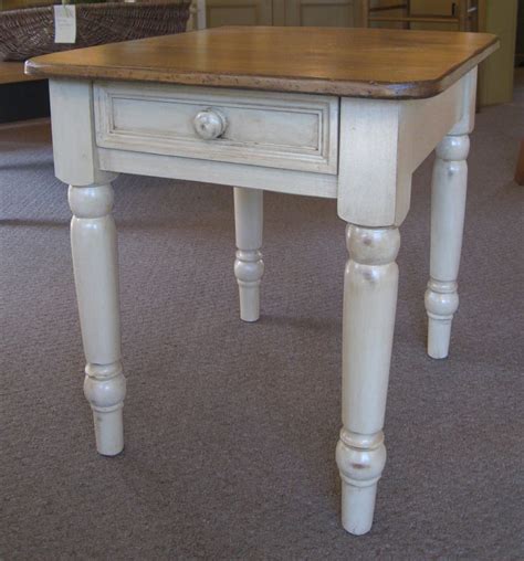 French Country Turned Leg End Table Painted Millstone Example 1