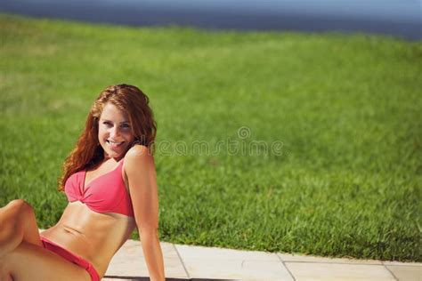 pretty woman enjoying a sunbath on a hot summer day stock image image of posing cute 39819541