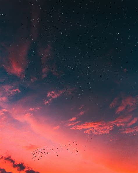 Hd Wallpaper Red And Black Abstract Painting Nature Sunset Night Sky Shooting Stars
