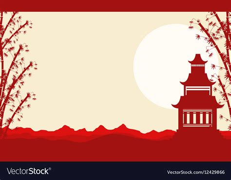 Collection Landscape Pavilion Chinese Theme Vector Image