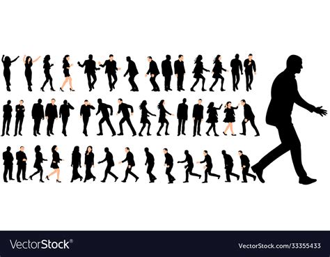 Isolated Set Walking People Collection Royalty Free Vector